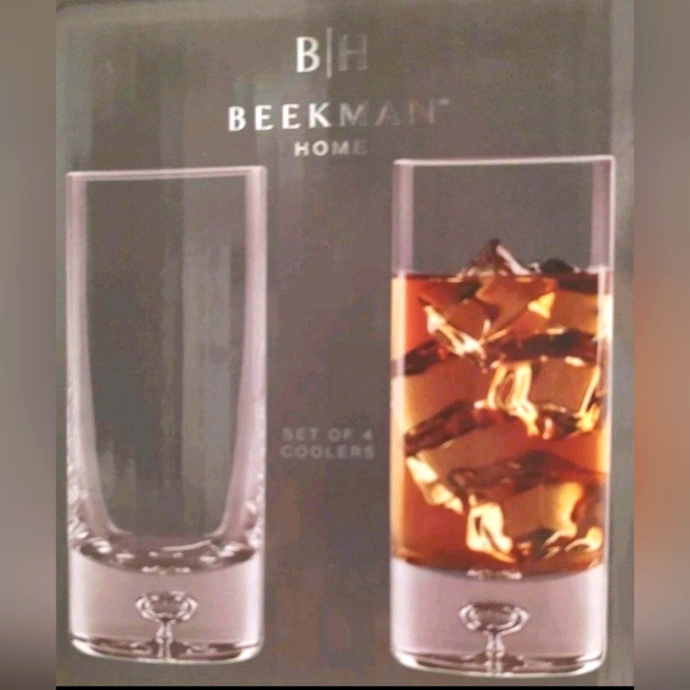 BH Beekman Home Set of 4 Coolers, Fine Glass, Bubble Design, NIB
